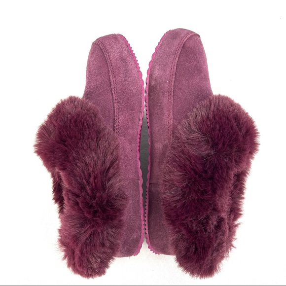 Sorel Go Coffee Run Slippers Slip On Red Suede Faux Fur Lined Rubber Sole 6 - Picture 5 of 8